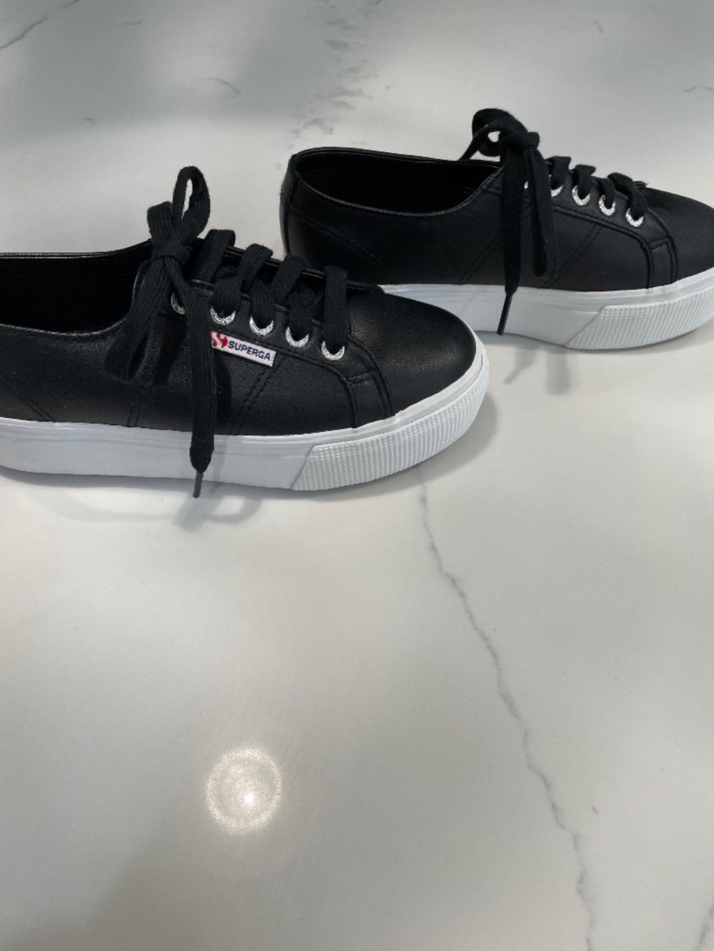 Superga FANTASIA lace up black platform sneaker - size 6